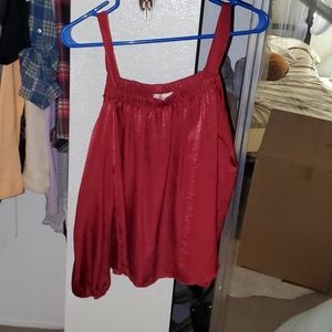 Off the shoulder red blouse